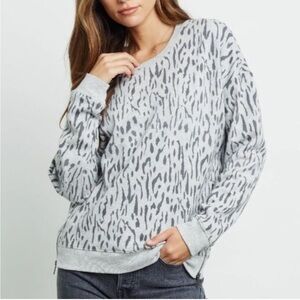 RAILS Marlo Grey Abstract Cheetah Knit Pullover Sweatshirt